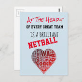 Motivatie Hart Netbal Coach Quote Briefkaart (Voorkant / Achterkant)