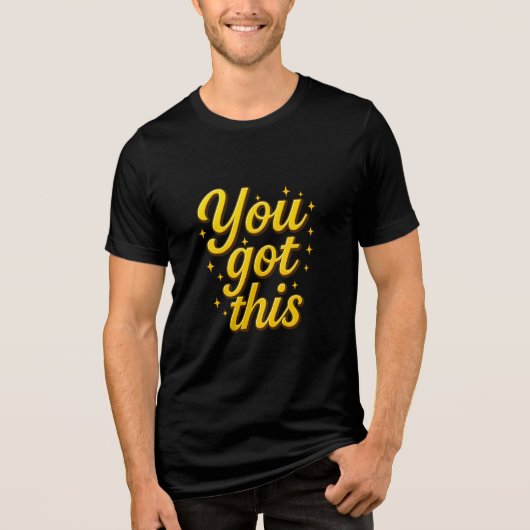 Motivatie heb je deze luxe gouden typografie Tri-Blend shirt (Voorkant)