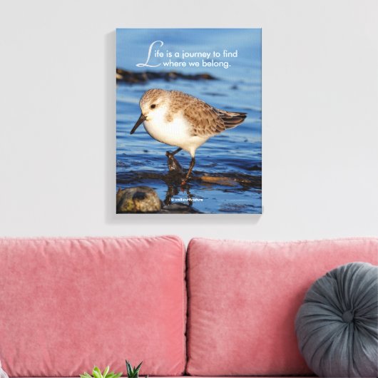 Motivatie "Het leven is een reis" Sanderling Canvas Afdruk (Insitu (Woonkamer))