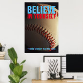Motivatie honkbal geloof in jezelf poster (Thuiskantoor)