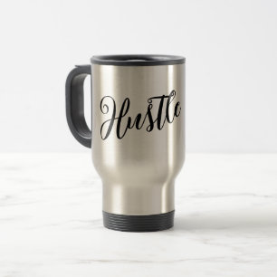 Motivatie "Hustle" Modern Script Travel Mug Reisbeker