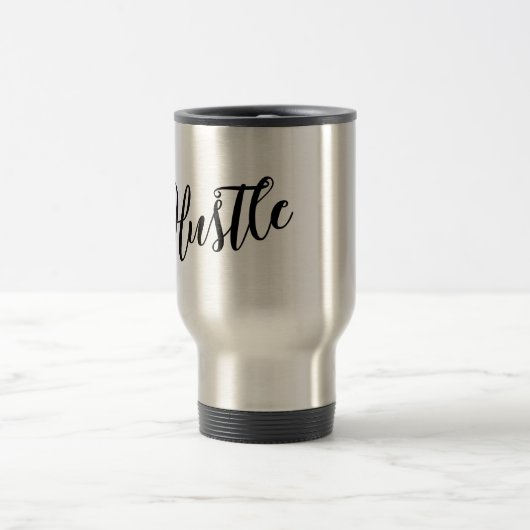 Motivatie "Hustle" Modern Script Travel Mug Reisbeker (Center)