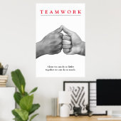 Motivatie Inspirerend handen in teamverband Poster (Thuiskantoor)