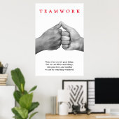 Motivatie Inspirerend handen in teamverband Poster (Thuiskantoor)