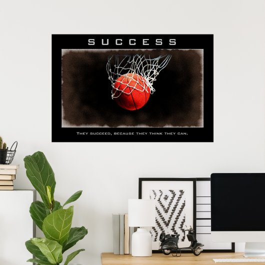 Motivatie Inspiron Basketball Artwork Poster (Thuiskantoor)