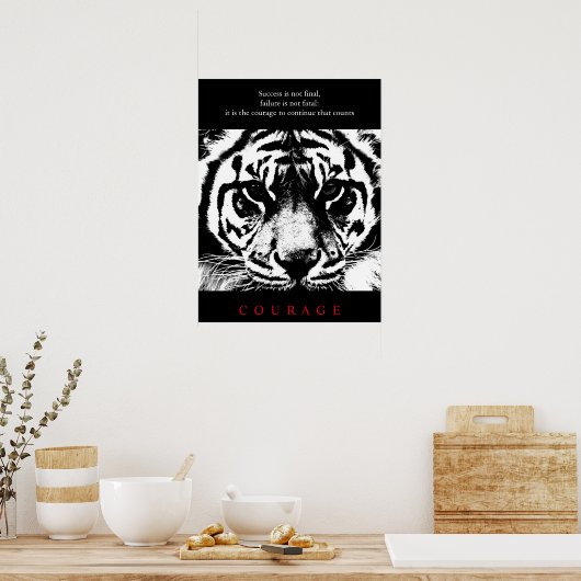 Motivatie kleuren voor zwarte en witte tijger poster (Keuken)