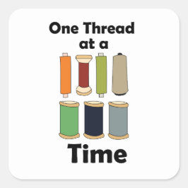 Motivatie: klosjes draad, één draad tegelijk vierkante sticker