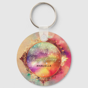 Motivatie Kristallen Bal Waterclor Galaxy Bruids Sleutelhanger