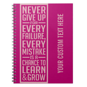 Motivatie laptop nooit opgeven notitieboek