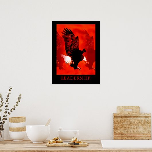 Motivatie Leadership Black Red Eagle Poster (Keuken)
