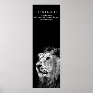 Motivatie leiderschap Citaat Lion Black White Poster