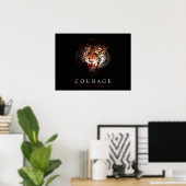 Motivatie leiderschap Courage Tiger Poster Print (Thuiskantoor)