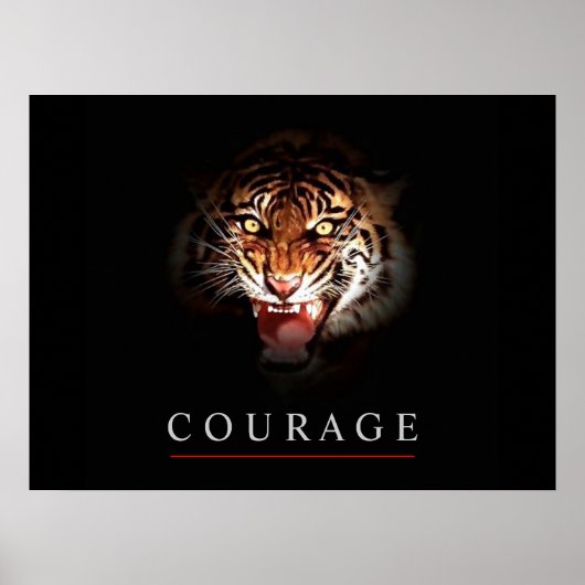 Motivatie leiderschap Courage Tiger Poster Print (Voorkant)