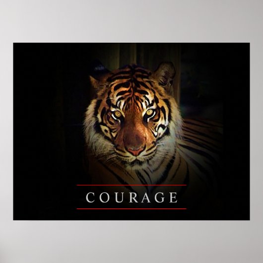 Motivatie leiderschap Courage Tiger Poster Print (Voorkant)