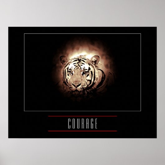 Motivatie leiderschap Courage Tiger Poster Print (Voorkant)