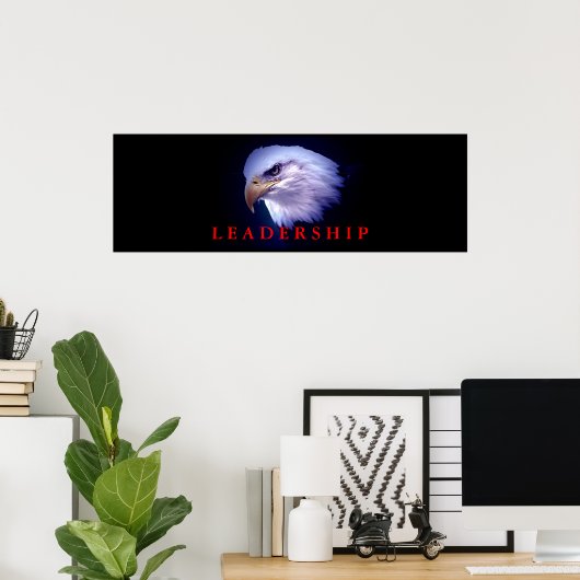 Motivatie leiderschap Eagle Eyes Blue Red Poster (Thuiskantoor)