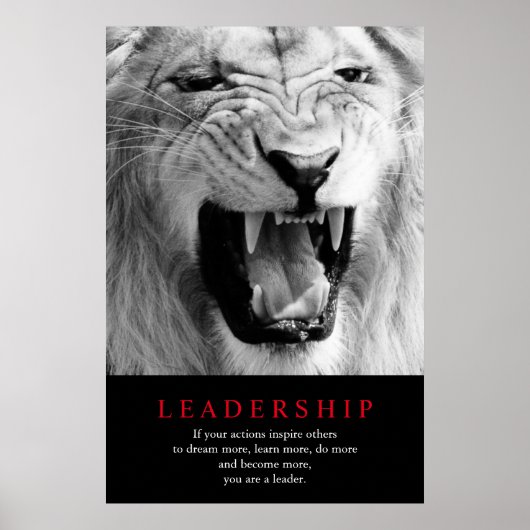 Motivatie leiderschap in Black & White Lion Poster (Voorkant)