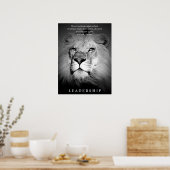 Motivatie leiderschap in Black & White Lion Poster (Keuken)