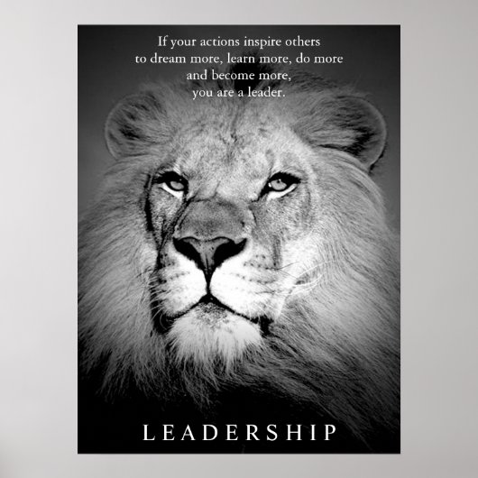 Motivatie leiderschap in Black & White Lion Poster (Voorkant)