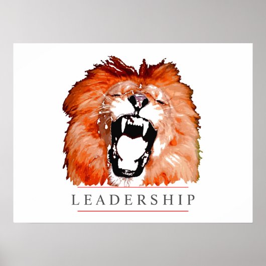 Motivatie Leiderschap Leeuw Pop Art Poster Print (Voorkant)