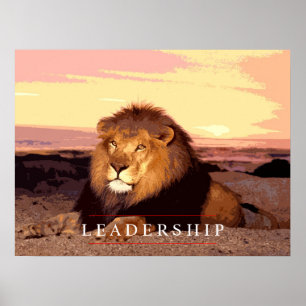 Motivatie leiderschap Lion Art Poster Afdrukken