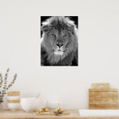 Motivatie leiderschap Lion Black & White Poster (Keuken)