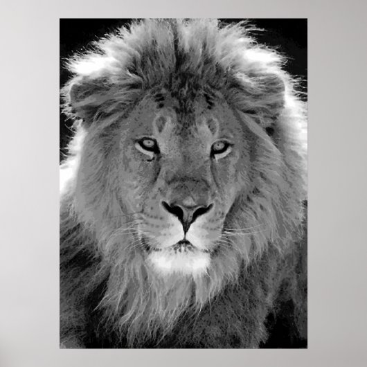 Motivatie leiderschap Lion Black & White Poster (Voorkant)