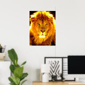 Motivatie leiderschap Lion Pop Art Poster (Thuiskantoor)