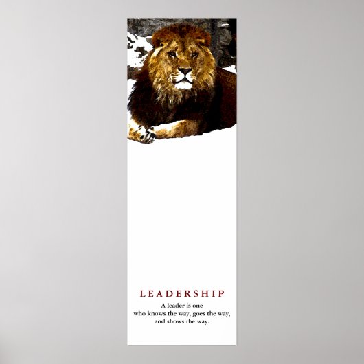 Motivatie Leiderschap Quote Lion Artwork Poster (Voorkant)