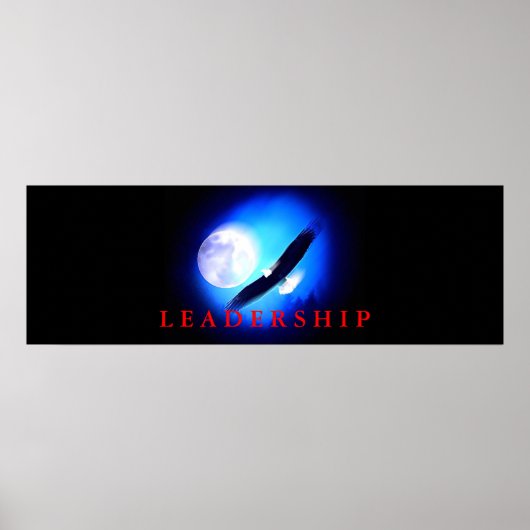 Motivatie leiderschap Vliegende Eagle Blue Poster (Voorkant)