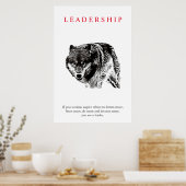 Motivatie leiderschap Wolf Black & White Poster (Keuken)