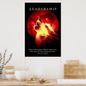 Motivatie leiderschap Wolf Red Night Moon Poster (Keuken)