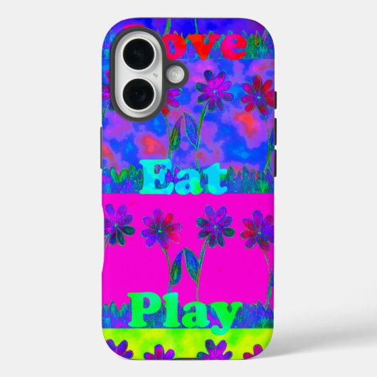 Motivatie levendige "Eet Liefde & Spelen" Art Prin Case-Mate iPhone Case (Achterkant)