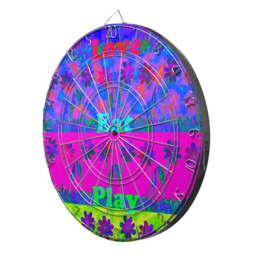 Motivatie levendige "Eet Liefde & Spelen" Art Prin Dartbord (Voorkant Rechts)