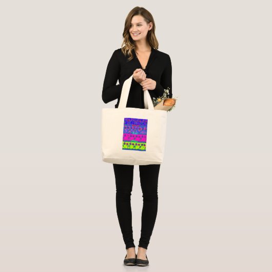 Motivatie levendige "Eet Liefde & Spelen" Art Prin Grote Tote Bag (Voorkant (model))
