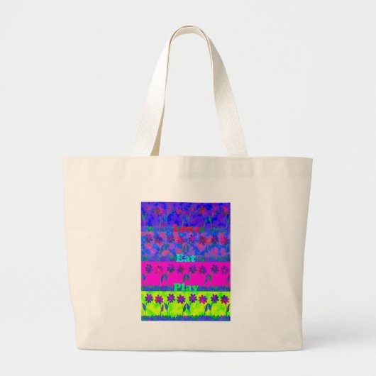 Motivatie levendige "Eet Liefde & Spelen" Art Prin Grote Tote Bag (Voorkant)