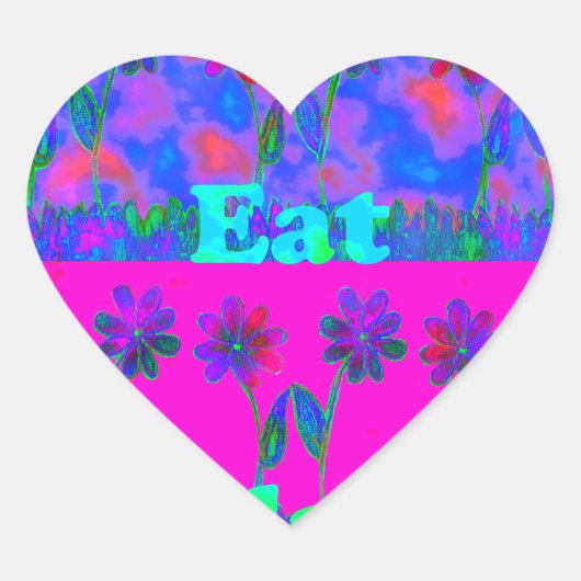 Motivatie levendige "Eet Liefde & Spelen" Art Prin Hart Sticker (Voorkant)