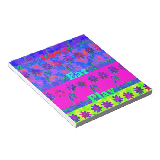 Motivatie levendige "Eet Liefde & Spelen" Art Prin Notitieblok (Schuin)