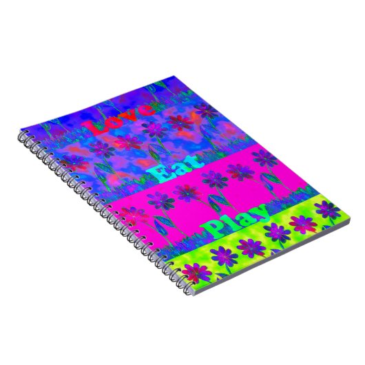 Motivatie levendige "Eet Liefde & Spelen" Art Prin Notitieboek (Rechterzijde)