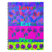 Motivatie levendige "Eet Liefde & Spelen" Art Prin Notitieboek (Voorkant)