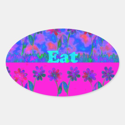 Motivatie levendige "Eet Liefde & Spelen" Art Prin Ovale Sticker (Voorkant)