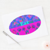 Motivatie levendige "Eet Liefde & Spelen" Art Prin Ovale Sticker (Envelop)
