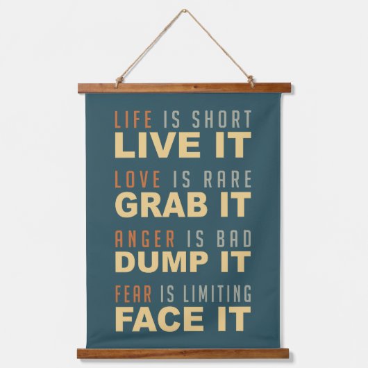 Motivatie levensadvies hangend wandkleed (Voorkant)