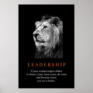 Motivatie lezersplein Black White Lion Poster