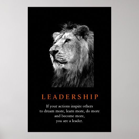 Motivatie lezersplein Black White Lion Poster (Voorkant)