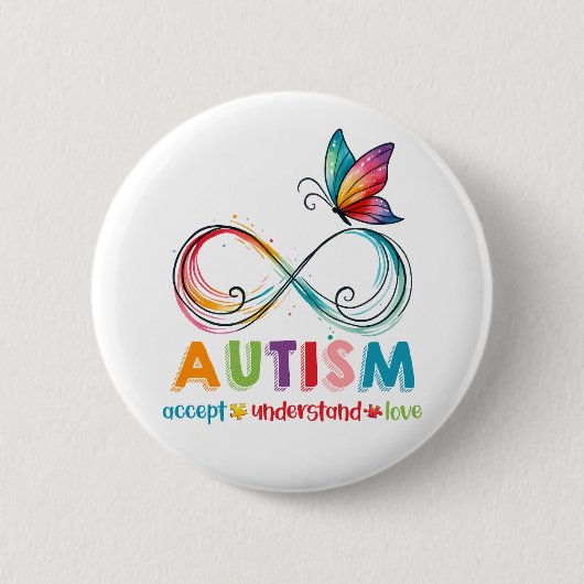 Motivatie Liefde Autisme Bewustzijn Vlinder Ronde Button 5,7 Cm (Voorkant)