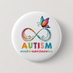 Motivatie Liefde Autisme Bewustzijn Vlinder Ronde Button 5,7 Cm