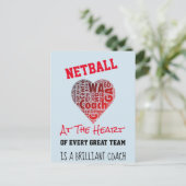 Motivatie liefde Netball Coach Quote Briefkaart (Staand voorkant)