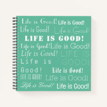 Motivatie "Life is Good" op zacht groen en blauw