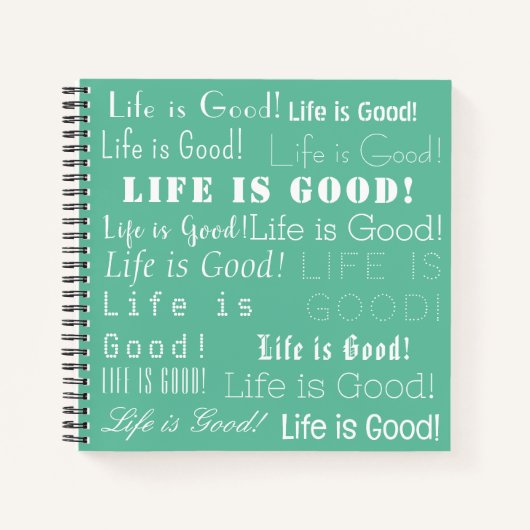 Motivatie "Life is Good" op zacht groen en blauw Notitieboek (Voorkant)